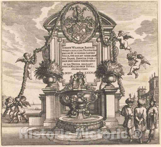 Art Print : KÃ¼sel After Johann Wilhelm Baur, Title Page, 1681 - Vintage Wall Art