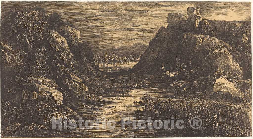 Art Print : Rodolphe Bresdin, Cite Lointaine, 1868 - Vintage Wall Art