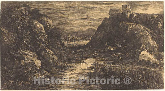 Art Print : Rodolphe Bresdin, Cite Lointaine, 1868 - Vintage Wall Art