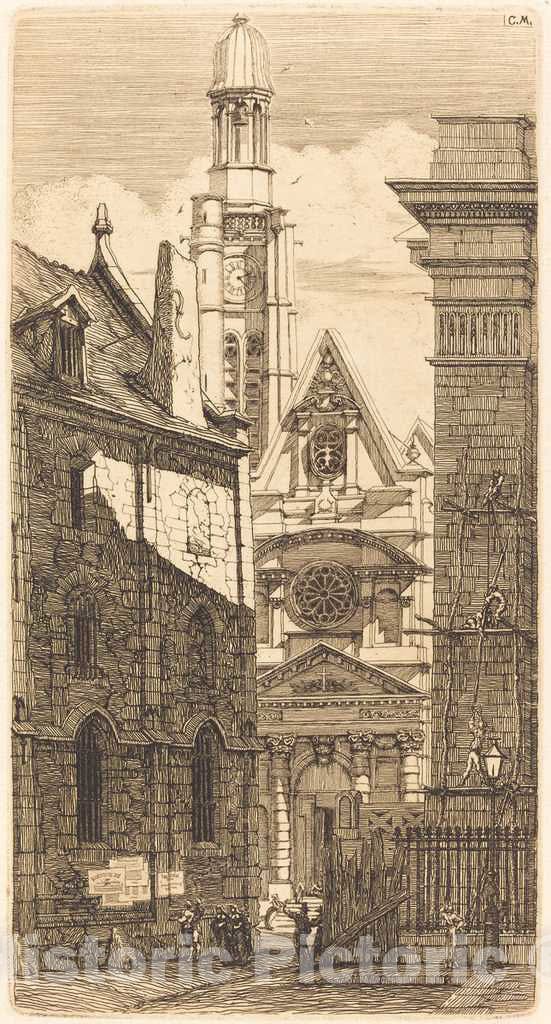Art Print : Charles Meryon, Saint-Etienne-du-Mont, Paris (Church of St. Stephen of The Mount, Paris), 1852 - Vintage Wall Art