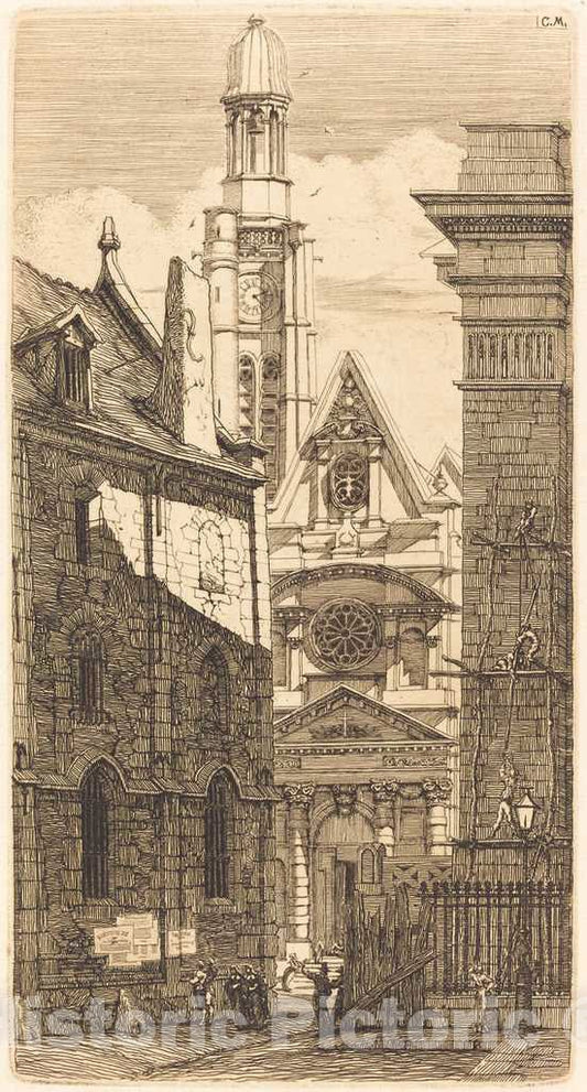 Art Print : Charles Meryon, Saint-Etienne-du-Mont, Paris (Church of St. Stephen of The Mount, Paris), 1852 - Vintage Wall Art