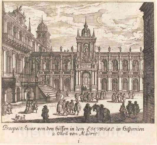 Art Print : KÃ¼sel After Johann Wilhelm Baur, Escorial, Spain, 1681 - Vintage Wall Art