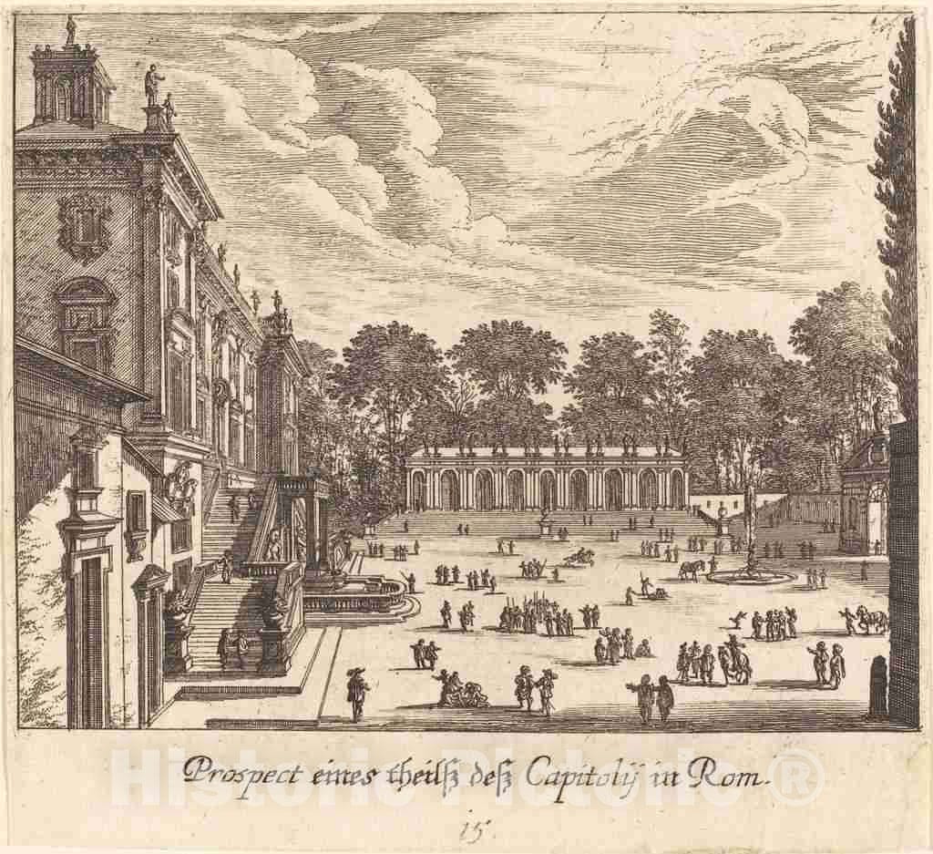 Art Print : KÃ¼sel After Johann Wilhelm Baur, Capitoline, Rome, 1681 - Vintage Wall Art