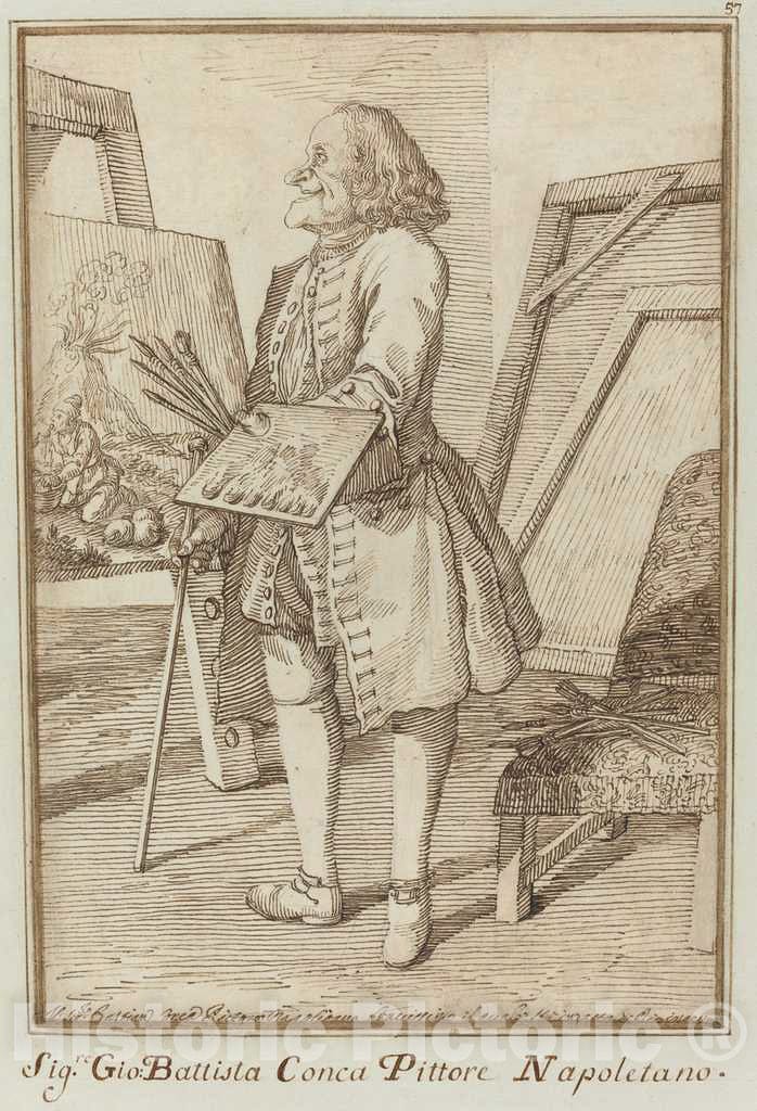 Art Print : Pier Leone Ghezzi, Signore Sebastiano Conca, Pittore Napoletano, c.1745 - Vintage Wall Art