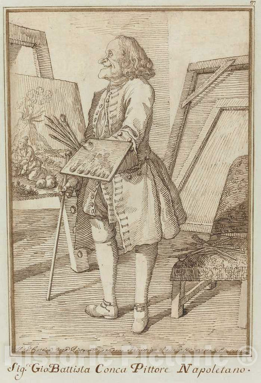 Art Print : Pier Leone Ghezzi, Signore Sebastiano Conca, Pittore Napoletano, c.1745 - Vintage Wall Art