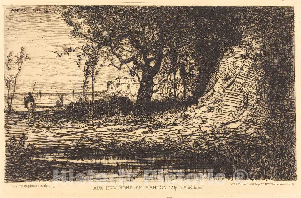 Art Print : Adolphe Appian, Aux Environs de Menton - Vintage Wall Art