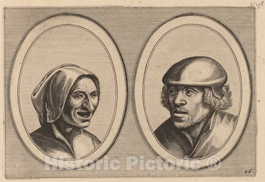 Art Print : Doetechum After Brugel The Elder, Vrouw Verneem-al and Hans de Pluym-strijcker, c.1565 - Vintage Wall Art