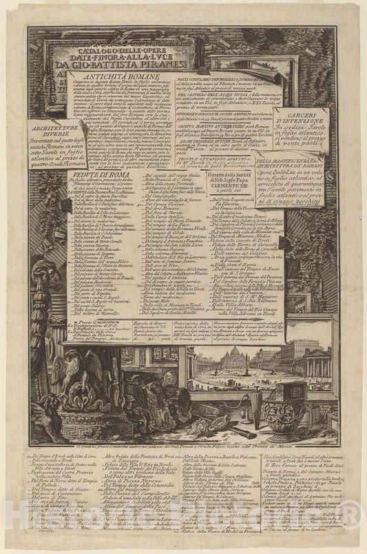 Art Print : Piranesi and Piranesi, Catalogo Delle Opere Date Finora Alla Lvce Da Gio Battista Piranesi - Vintage Wall Art