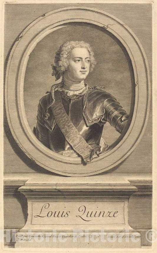 Art Print : DaullÃ© After Hyacinthe Rigaud, Louis XV, 1737 - Vintage Wall Art