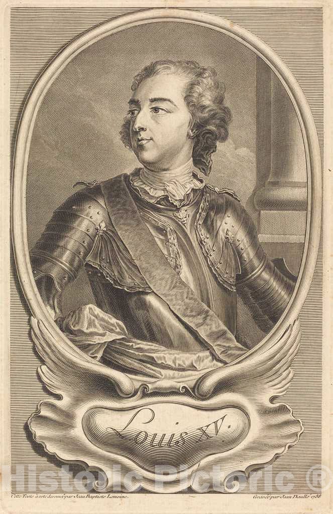 Art Print : DaullÃ© After LeMoyne II, Louis XV, 1738 - Vintage Wall Art