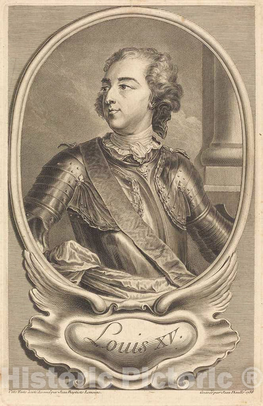 Art Print : DaullÃ© After LeMoyne II, Louis XV, 1738 - Vintage Wall Art