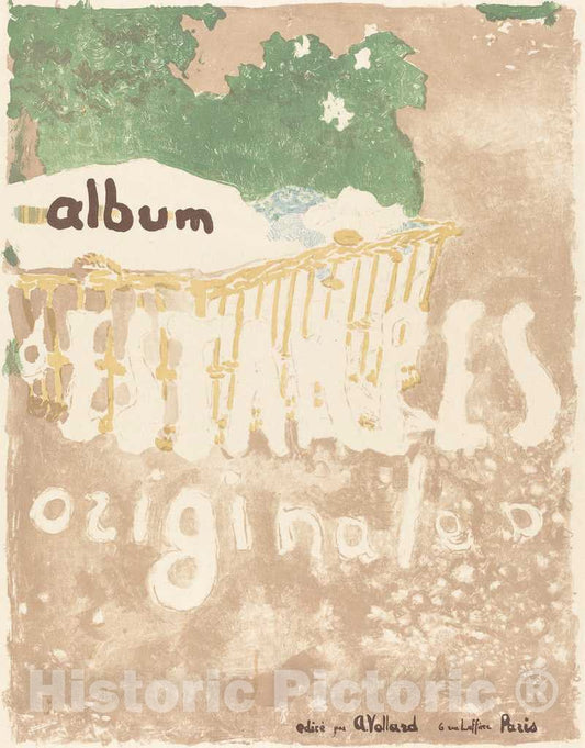 Art Print : Edouard Vuillard, A Baby in a Basket Outdoors (Couverture Pour L'Album d'estampes originales), c. 1899 - Vintage Wall Art