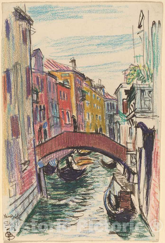 Art Print : Oscar F. Bluemner, Canal, Venice, 1912 - Vintage Wall Art
