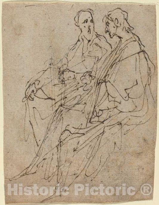 Art Print : Sir Anthony Van Dyck, Two Seated Male Figures - Vintage Wall Art