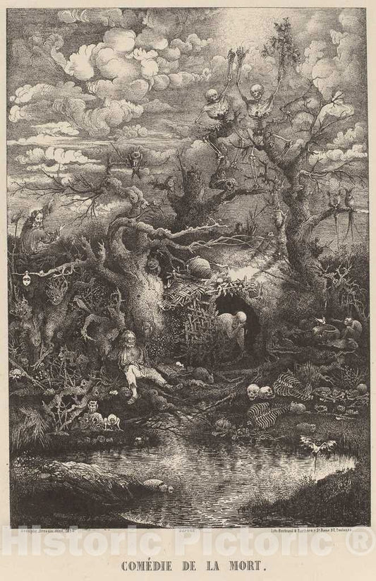 Art Print : Rodolphe Bresdin, Comedie de la Mort, 1854 - Vintage Wall Art