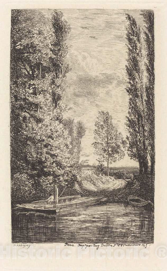 Art Print : Charles-FranÃ§ois Daubigny, Ferry (Le Bac), 1850 - Vintage Wall Art