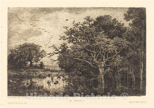 Art Print : Charles-FranÃ§ois Daubigny, Marsh (Le Marais), 1851 - Vintage Wall Art