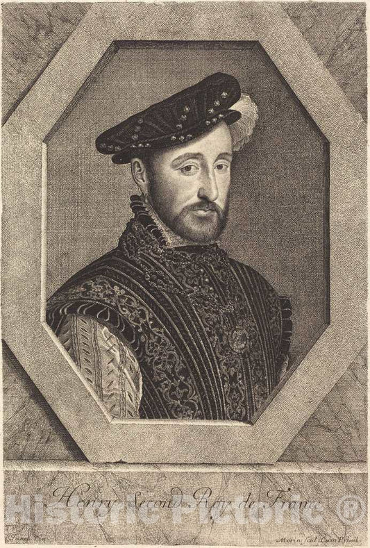 Art Print : Morin After Clouet, Henry II - Vintage Wall Art