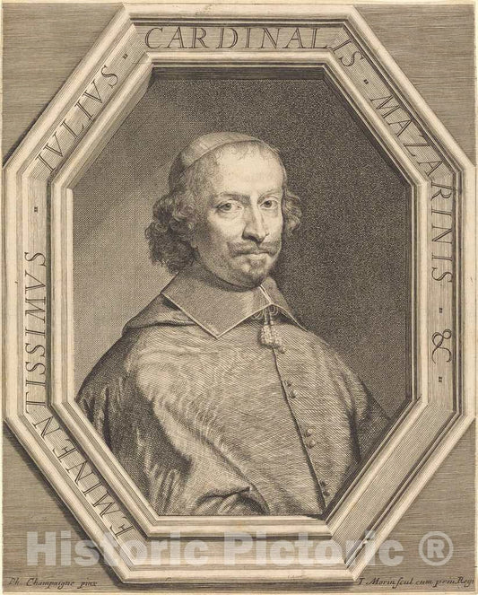 Art Print : Morin After Champaigne, Cardinal Mazarin - Vintage Wall Art