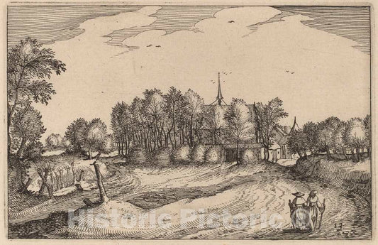 Art Print : Visscher After Van Doetechum, A Convent, 1612 - Vintage Wall Art