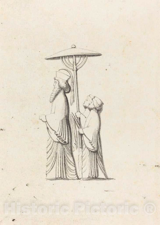 Art Print : Maria Denman After Flaxman, Sculpture at Persepolis, from Le Bruyn's Travels, 1829 - Vintage Wall Art