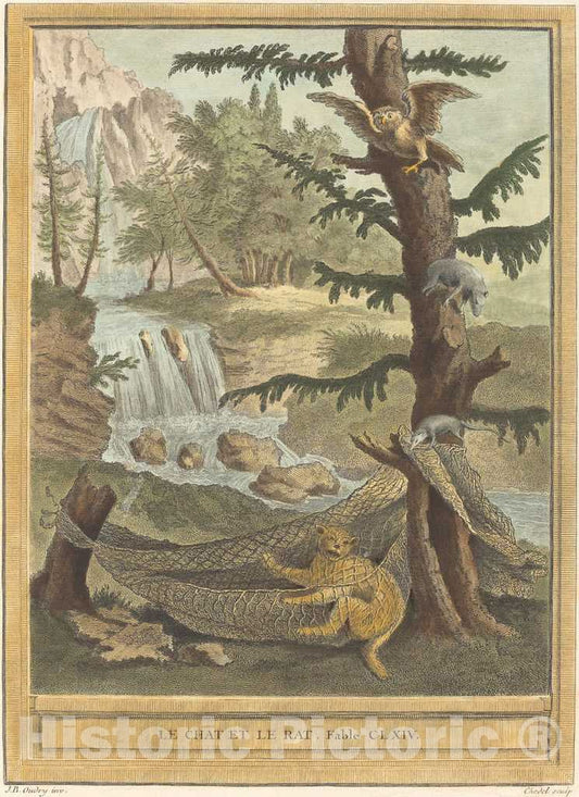 Art Print : Chedel After Oudry, Le Chat et le Rat (The Cat and The Rat), 1756 - Vintage Wall Art