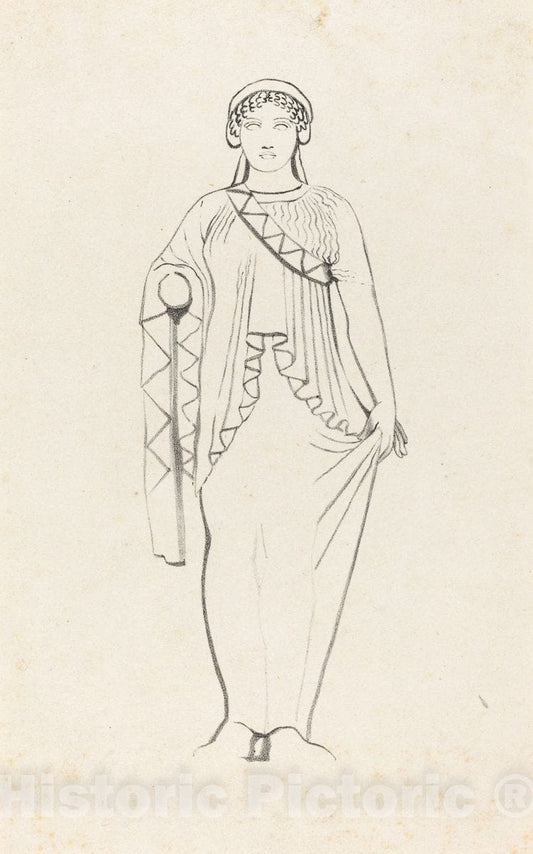 Art Print : Walton After Flaxman, Statue on The Pediment Over The West Front ofa Temple at Egina, 1829 - Vintage Wall Art