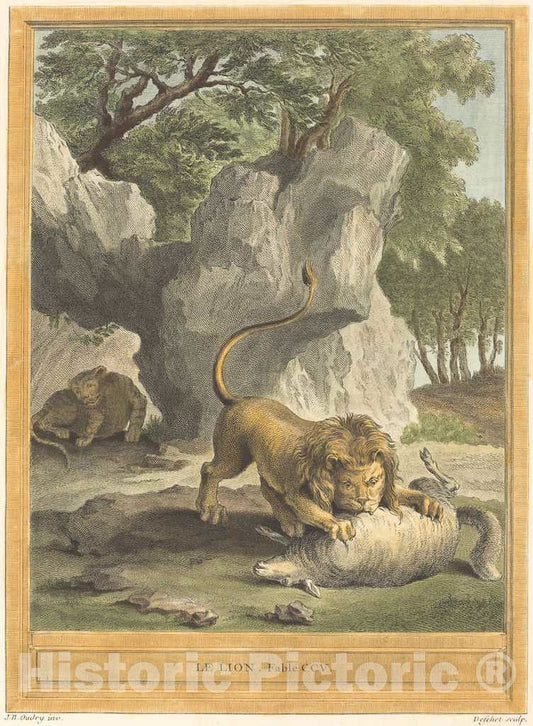 Art Print : Fehrt After Oudry, Le Lion (The Lion), 1759 - Vintage Wall Art