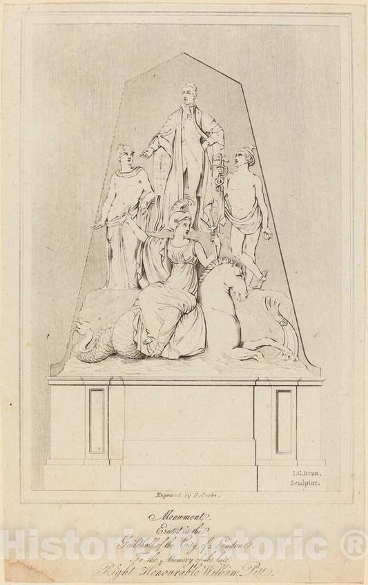 Art Print : Cooke After BUBB, Monument to William Pitt - Vintage Wall Art
