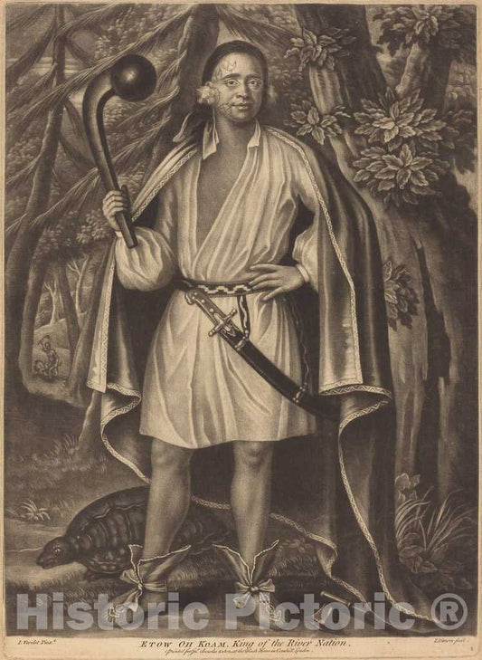 Art Print : Verelst, Etow oh Koam, King of The River Nation - Vintage Wall Art