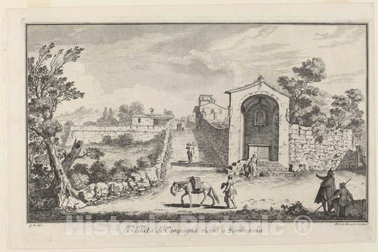 Art Print : Michele Marieschi After Zocchi, Veduta di Campagna vincino a Gamberaia - Vintage Wall Art