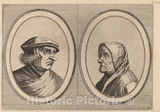 Art Print : Doetechum After Brugel The Elder, Joris Ysegrim and Quastighe Jopje, c.1565 - Vintage Wall Art