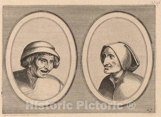 Art Print : Doetechum After Brugel The Elder, Keesje Licht-hart and Verblinde Swaen, c.1565 - Vintage Wall Art