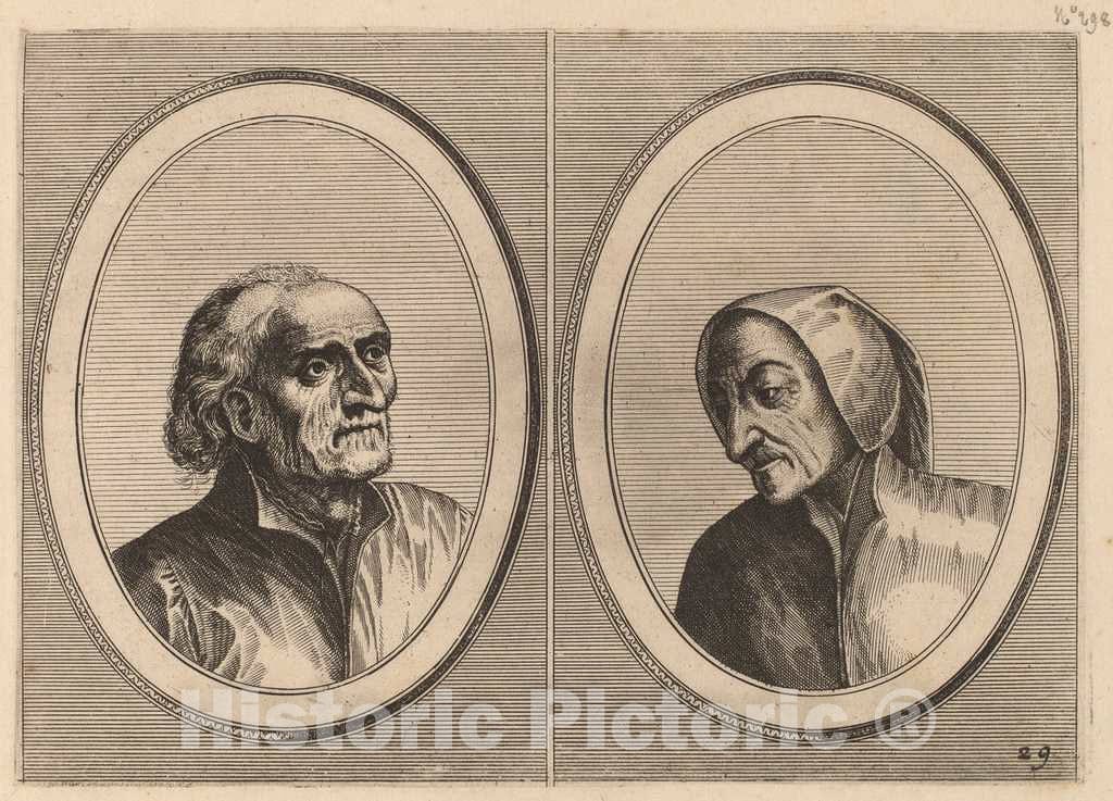 Art Print : Doetechum After Brugel The Elder, t Suynighe Waertje and De Goelicke Waerdin, c.1565 - Vintage Wall Art