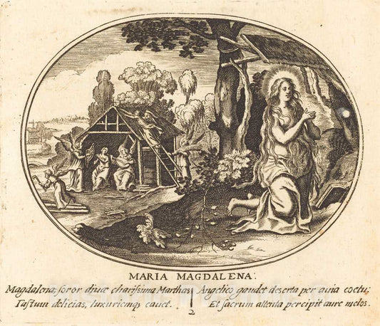 Art Print : Balthasar Moncornet, The Penitence of Mary Magdalen - Vintage Wall Art