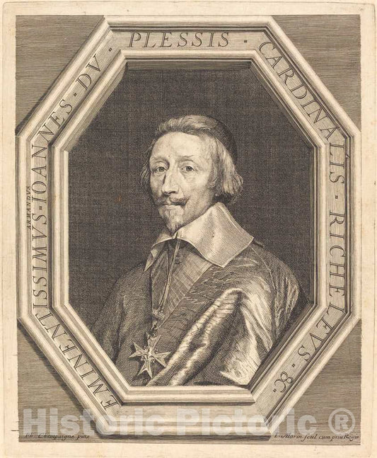 Art Print : Morin After Champaigne, Cardinal Richelieu - Vintage Wall Art