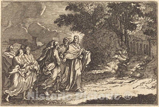 Art Print : Le Clerc I, Christ Arrives on The Mount of Olives - Vintage Wall Art