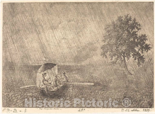 Art Print : Emmanuel PhÃ©lippes-Beaulieu, The Big Shower, 1859 - Vintage Wall Art
