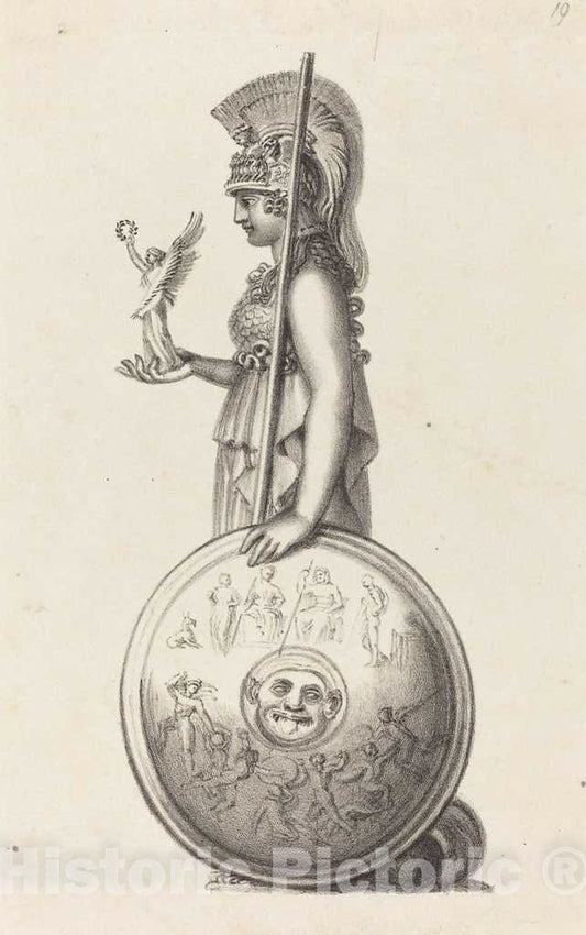 Art Print : Maria Denman After Flaxman, Minerva, by Phidas, 1829 - Vintage Wall Art