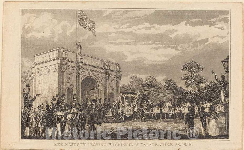 Art Print : Her Majesty Leaving Buckingham Palace, June 28, 1838 [Left Half], 19th Century - Vintage Wall Art