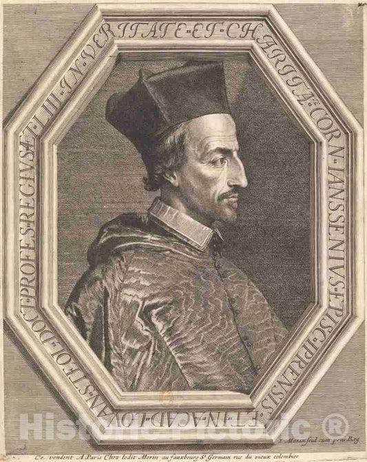 Art Print : Jean Morin, Corneille Jansenius, Bishop of Ypres - Vintage Wall Art