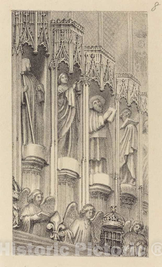 Art Print : Maria Denman After Flaxman, Statues in The Architecture of Henry The Seventh's Chapel, Westminster Abbey, 1829 - Vintage Wall Art