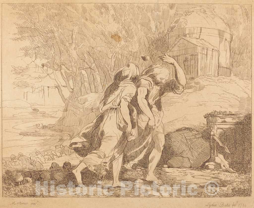 Art Print : Bates After Mortimer, Two Fleeing Figures, 1784 - Vintage Wall Art