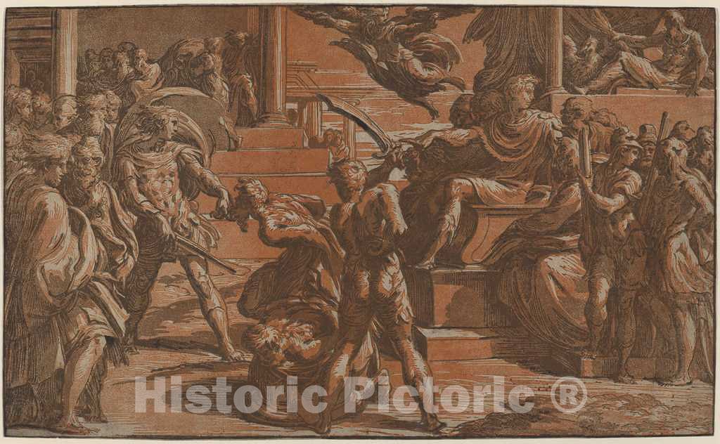 Art Print : Trento After Parmigianino, The Martyrdom of Two Saints, c. 1530 - Vintage Wall Art