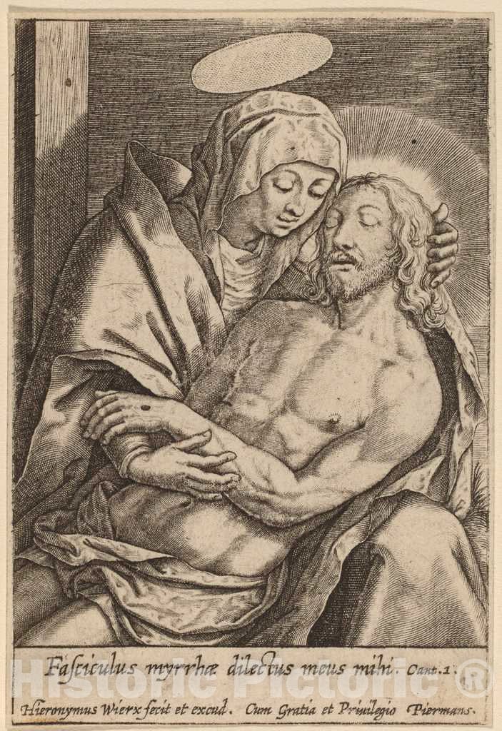 Art Print : Hieronymus Wierix, Fasciculus myrrhae dilectus meus mihi - Vintage Wall Art