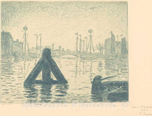Art Print : Paul Signac, Harbor in Holland - Flushing (La balise - En Holland, Flessingue), c. 1894 - Vintage Wall Art