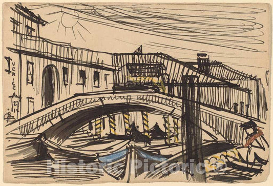 Art Print : Oscar F. Bluemner, Venice, Boats, 1912 - Vintage Wall Art