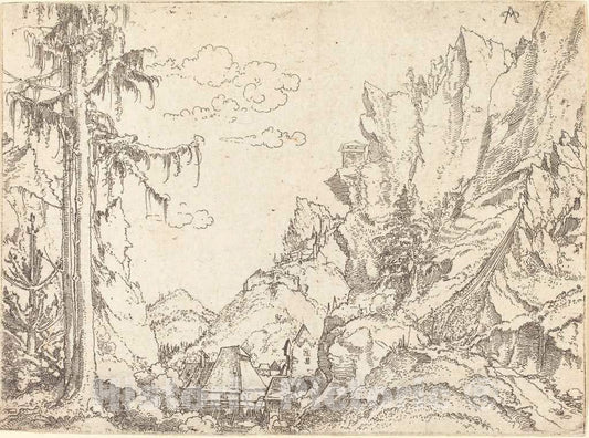 Art Print : Erhard Altdorfer, Mountain Landscape, c.1518 - Vintage Wall Art