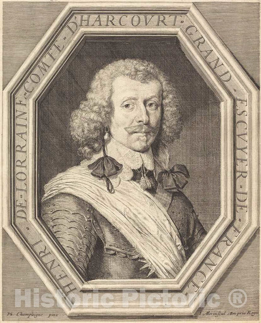 Art Print : Morin After Champaigne, Henri de Lorraine, comte d'Harcourt - Vintage Wall Art