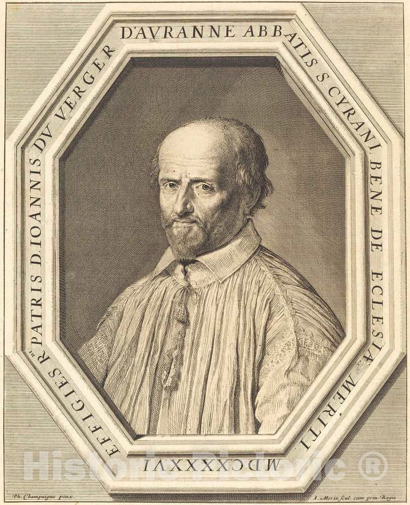 Art Print : Morin After Champaigne, Jean Verger de Hauranne, in or After 1646 - Vintage Wall Art